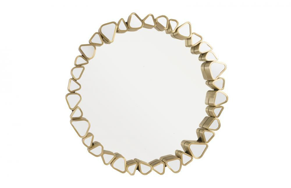 Phillips Collection Pebble Round Mirror Brushed Brass, White
