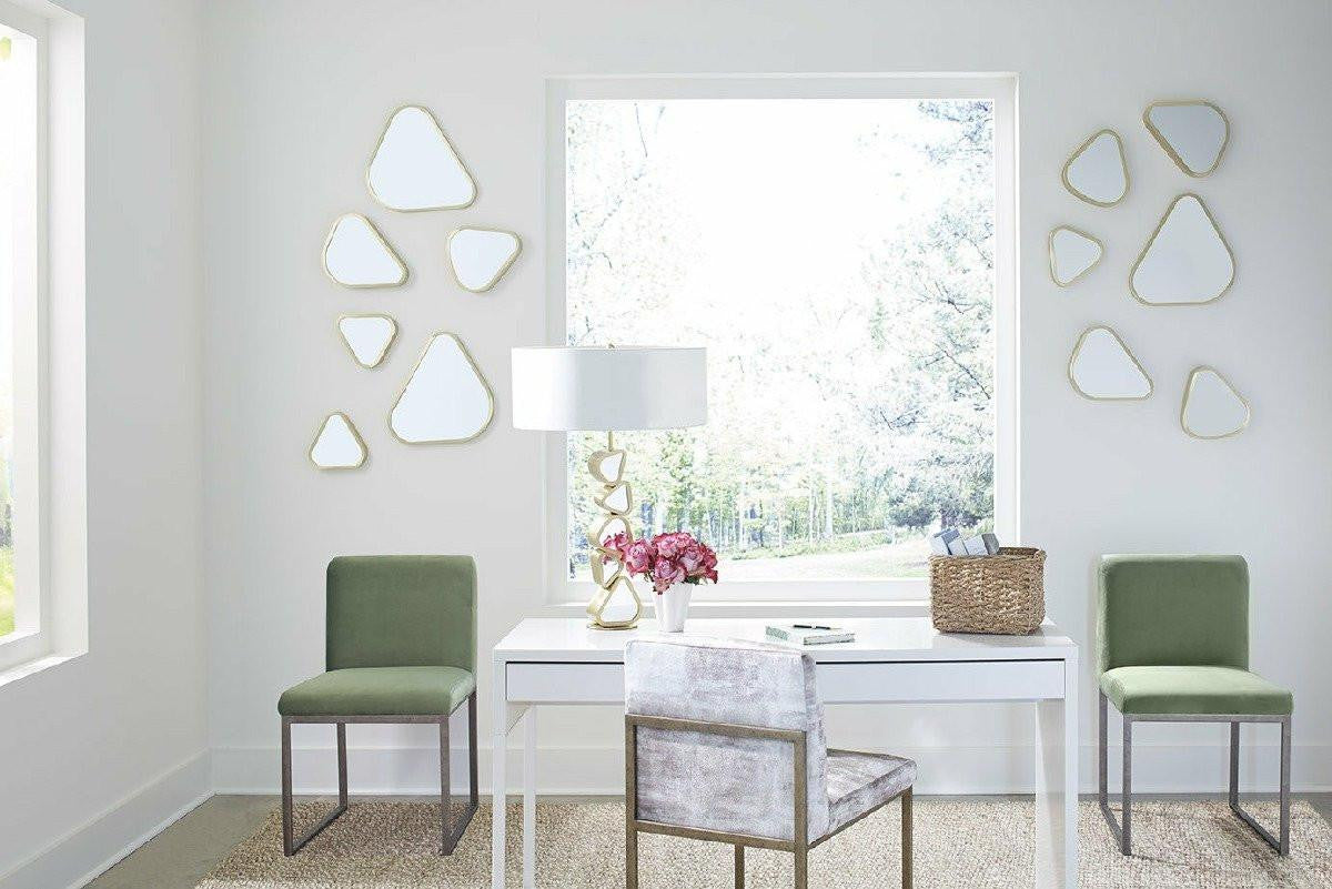 Phillips Collection Pebble Table Lamp, 1-Light, Brushed Brass, White, Off-White Linen Shade, 28"H (CH92443 YV0J07W3TN)