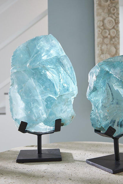 Phillips Collection Refractory Glass Sculpture, Blue, Black Base, 12"H (ID111093 YV0J07W3VT)