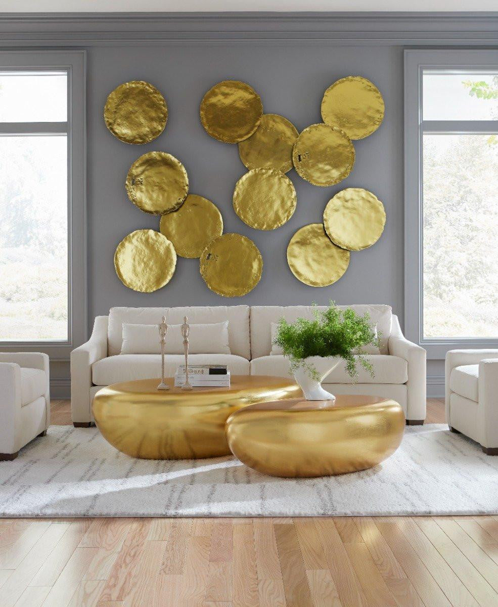 Phillips Collection River Stone Coffee Table, Small, Gold Leaf, 42"W (PH57483 YV0J07W4RU)