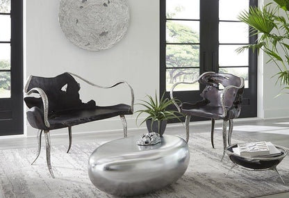 Phillips Collection River Stone Coffee Table, Small, Silver Leaf, 42"W (PH57484 YV0J07W4T5)