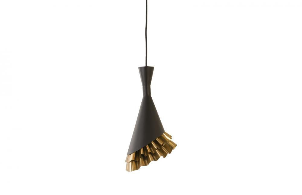 Phillips Collection Ruffle Pendant Black, Brass