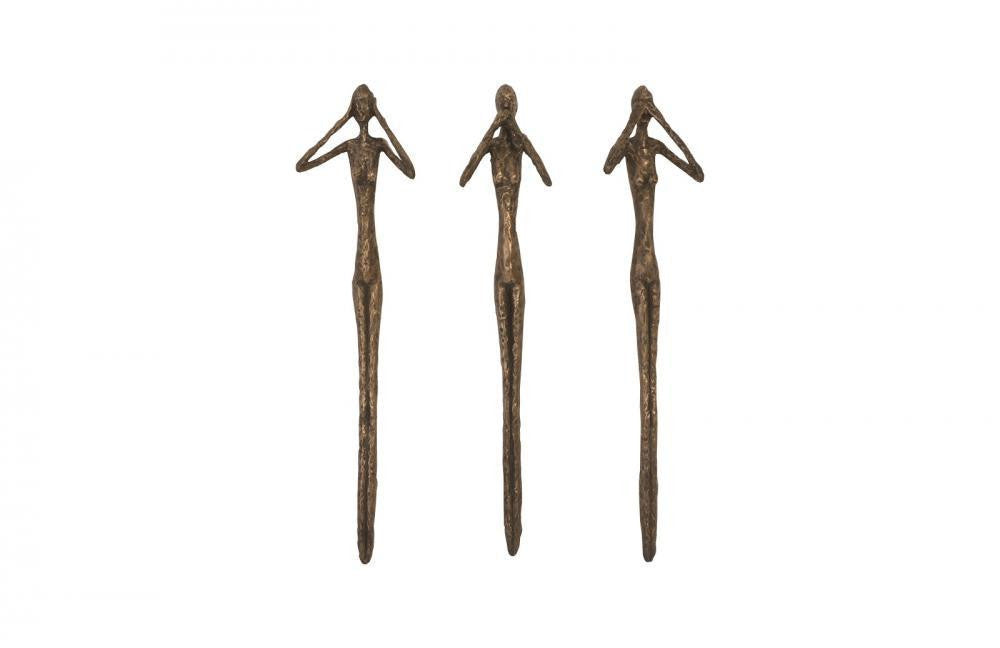 Phillips Collection See-Hear-Speak-No-Evil Slender Wall Sculpture, Set of 3, Bronze, 7"W (PH96052 YV0J07W5RA)