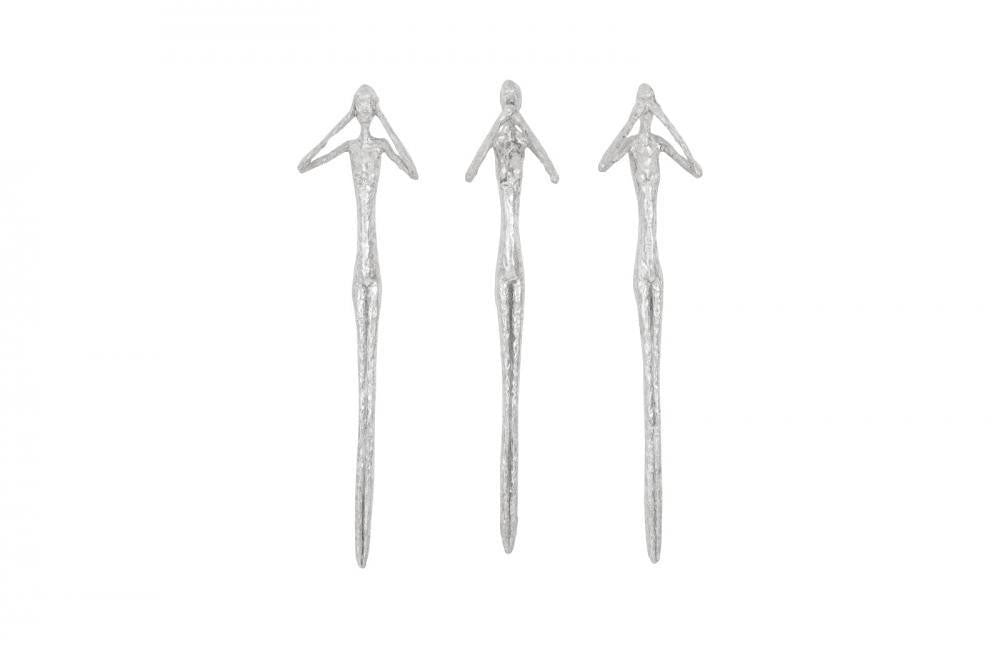 Phillips Collection See-Hear-Speak-No-Evil Set of 3 Slender Wall Scu Silver Leaf