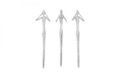Phillips Collection See-Hear-Speak-No-Evil Set of 3 Slender Wall Scu Silver Leaf