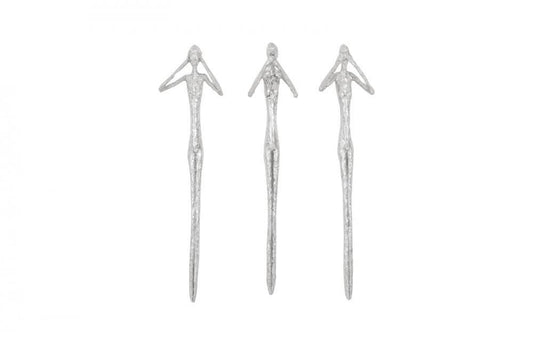 Phillips Collection See-Hear-Speak-No-Evil Set of 3 Slender Wall Scu Silver Leaf