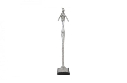 Phillips Collection Speak-No-Evil Slender Sculpture, Silver Leaf, Black Base, 32"H (PH66277 YV0J07W5TP)