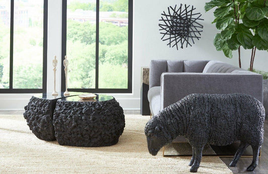 Phillips Collection Split-the-Difference Coffee Table Gray Ash, Chrome