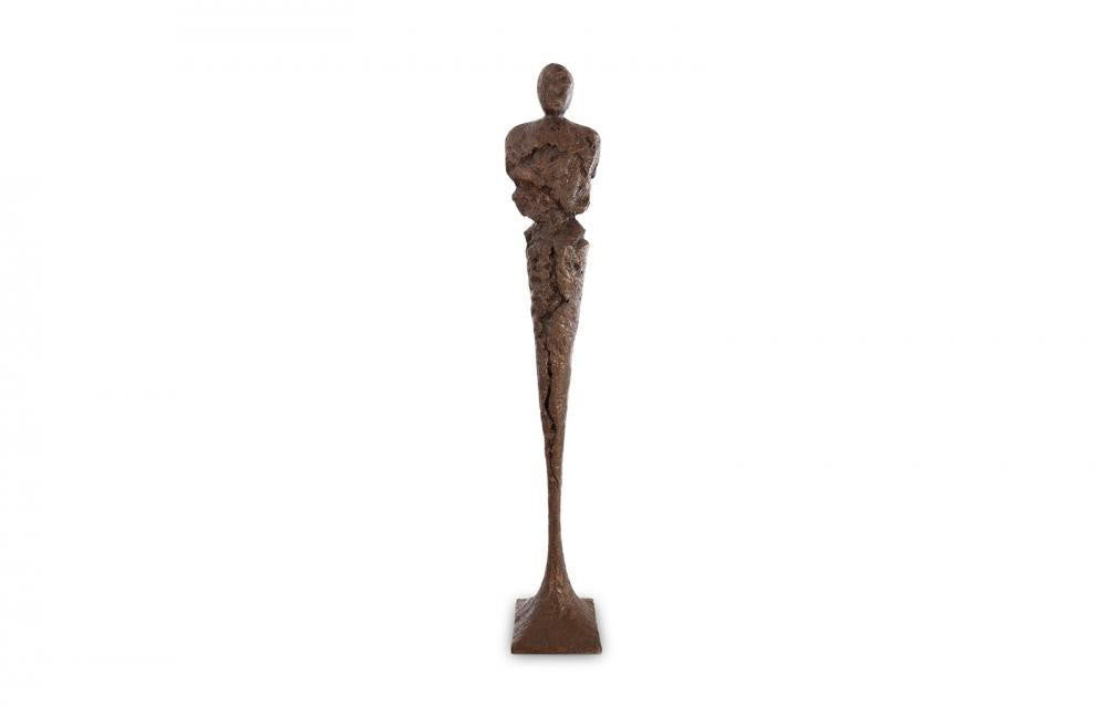 Phillips Collection Tall Chiseled Male Sculpture Silver Leaf