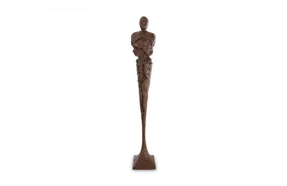 Phillips Collection Tall Chiseled Male Sculpture Silver Leaf