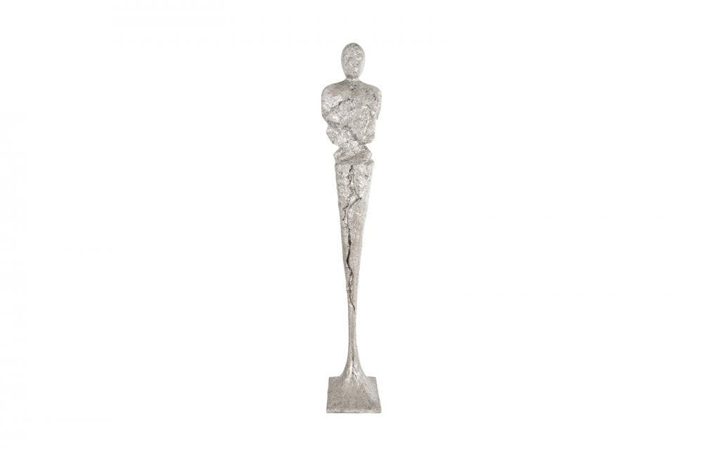 Phillips Collection Tall Chiseled Figure Sculpture, Male, Silver Leaf, 84"H (PH76687 YV0J07W6RA)
