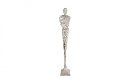 Phillips Collection Tall Chiseled Figure Sculpture, Male, Silver Leaf, 84"H (PH76687 YV0J07W6RA)