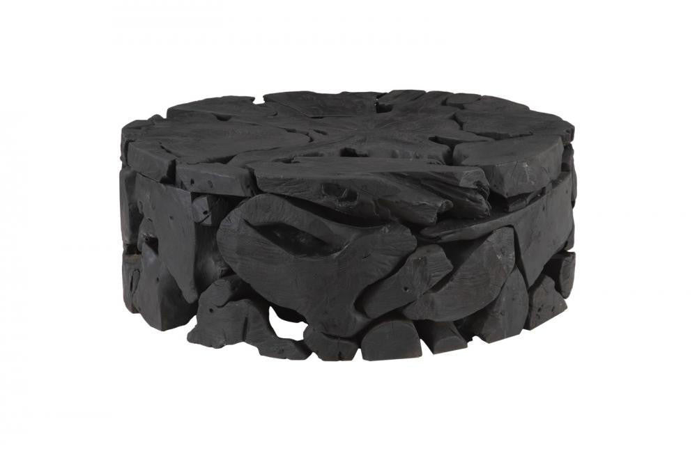 Phillips Collection Teak Chunk Coffee Table, Round, Black, 39"W (ID104053 YV0J07W6RH)