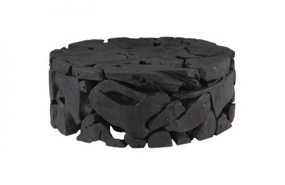 Phillips Collection Teak Chunk Coffee Table, Round, Black, 39"W (ID104053 YV0J07W6RH)