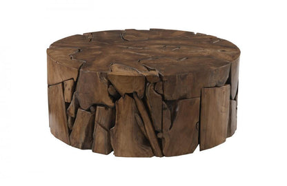 Phillips Collection Teak Chunk Round Coffee Table Dark Teak