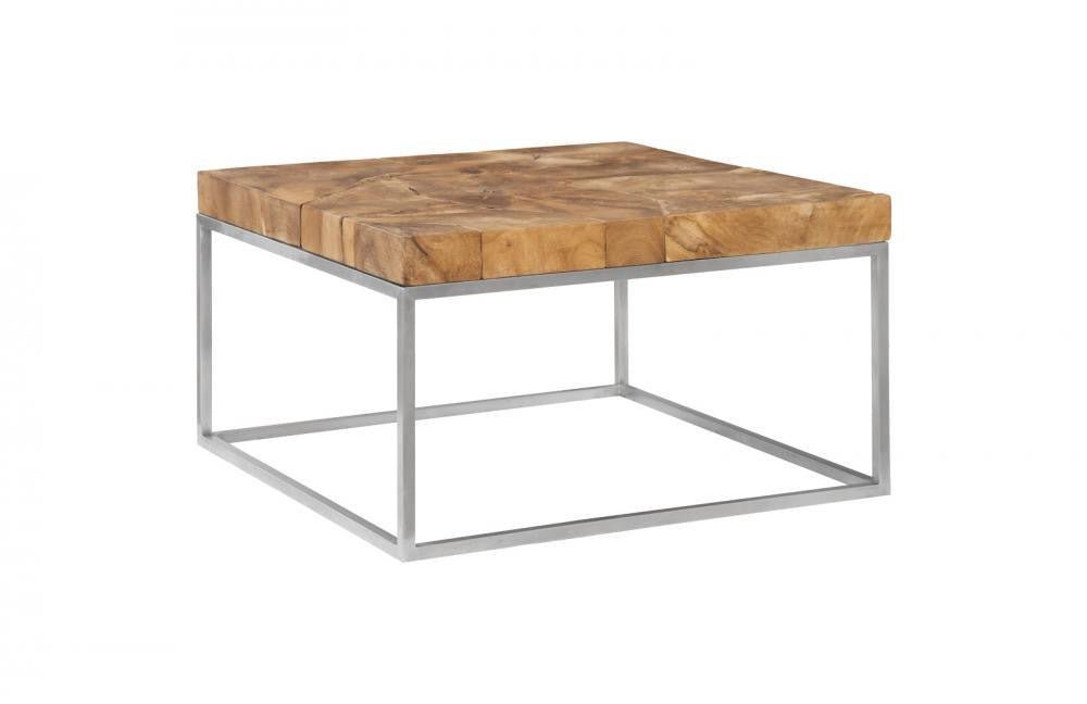 Phillips Collection Teak Puzzle Coffee Table, Square, Teak Top, Stainless Steel Frame, 32"W (ID75956 YV0J07W6RM)
