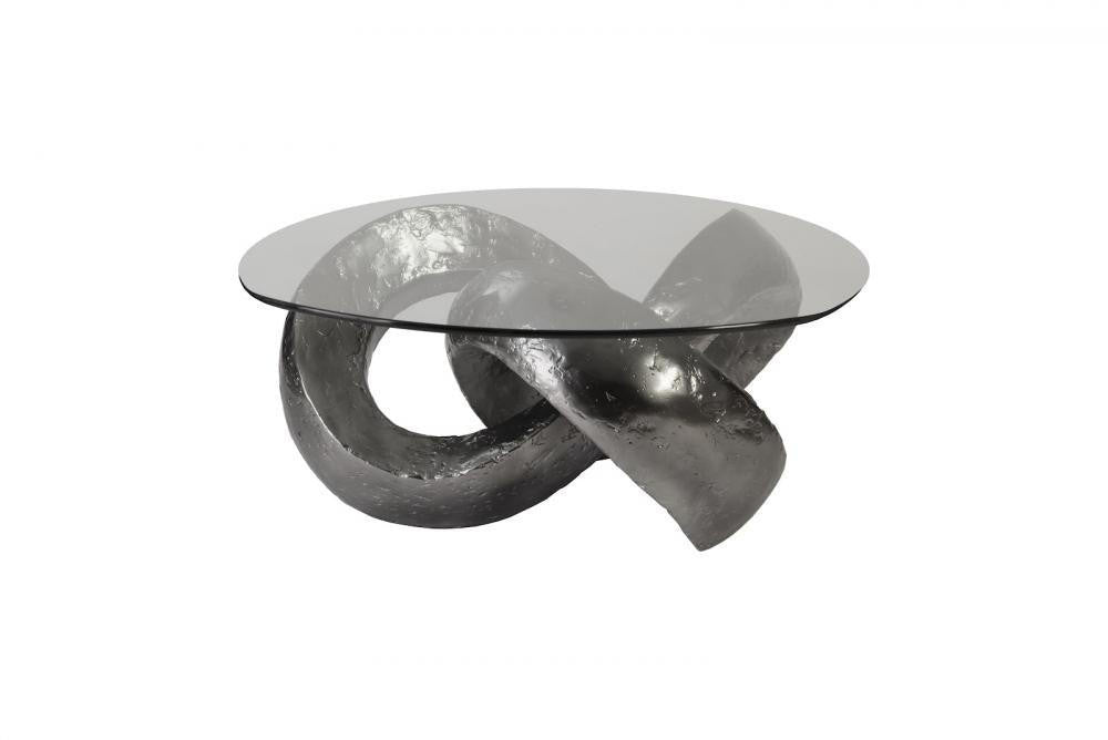 Phillips Collection Trifoil Coffee Table Clear, Liquid Silver