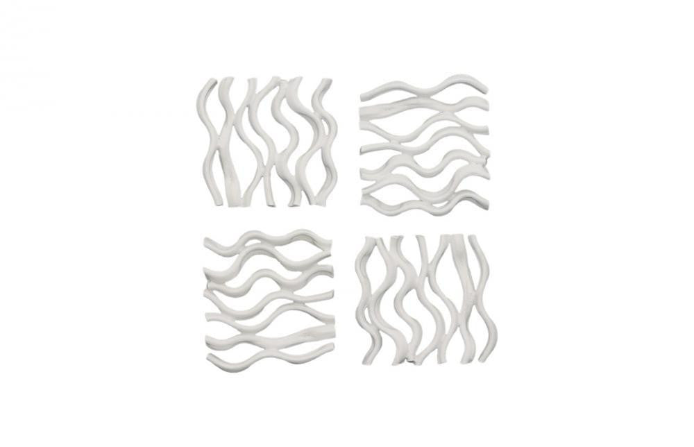 Phillips Collection Vine Set of 4 Wall Tiles Matte White