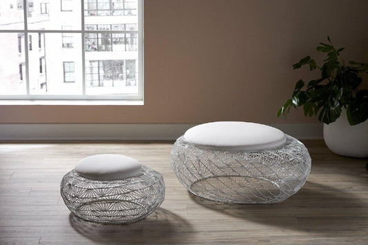 Phillips Collection Wire Mesh Stone Stool White