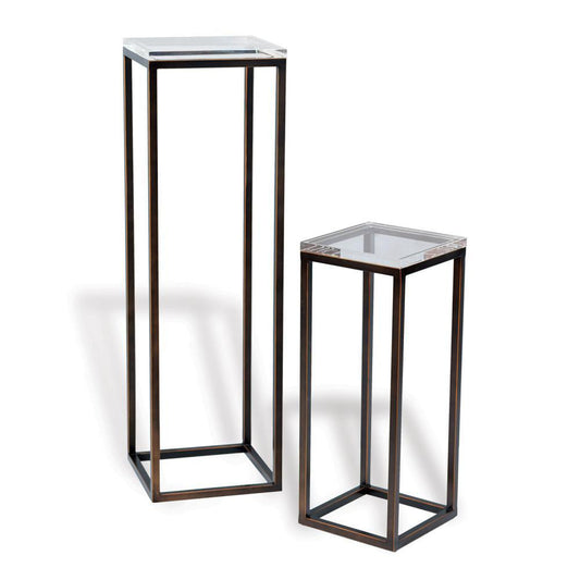 Port 68 Drake Set of 2 Accent Tables Antique Bronze, Clear