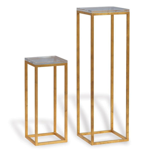 Port 68 Drake Set of 2 Accent Tables Gold Leaf, Clear