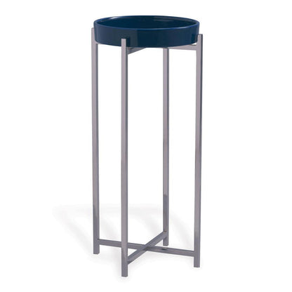 Port 68 Jody Accent Table Navy Blue, Polished Nickel
