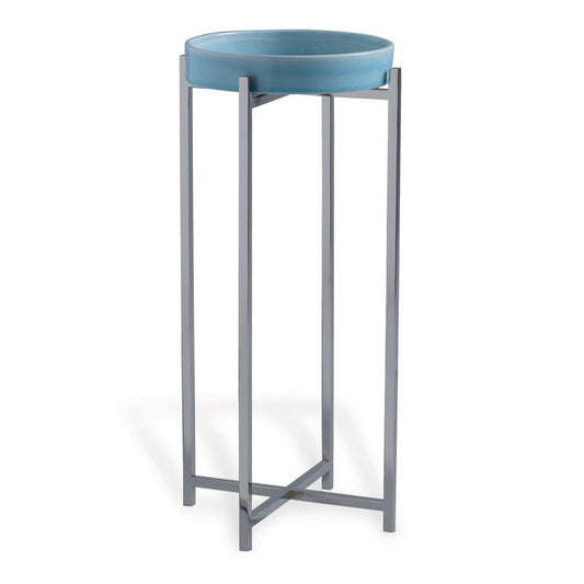 Port 68 Jody Accent Table Sky Blue, Polished Nickel