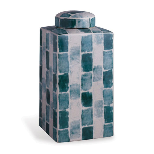 Port 68 Scalamandre Celadon Tile Tea Caddy Emerald Green, White