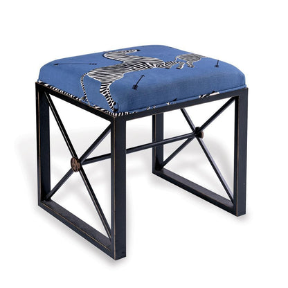 Port 68 Scalamandre Medallion Zebra Bench Denim, Black