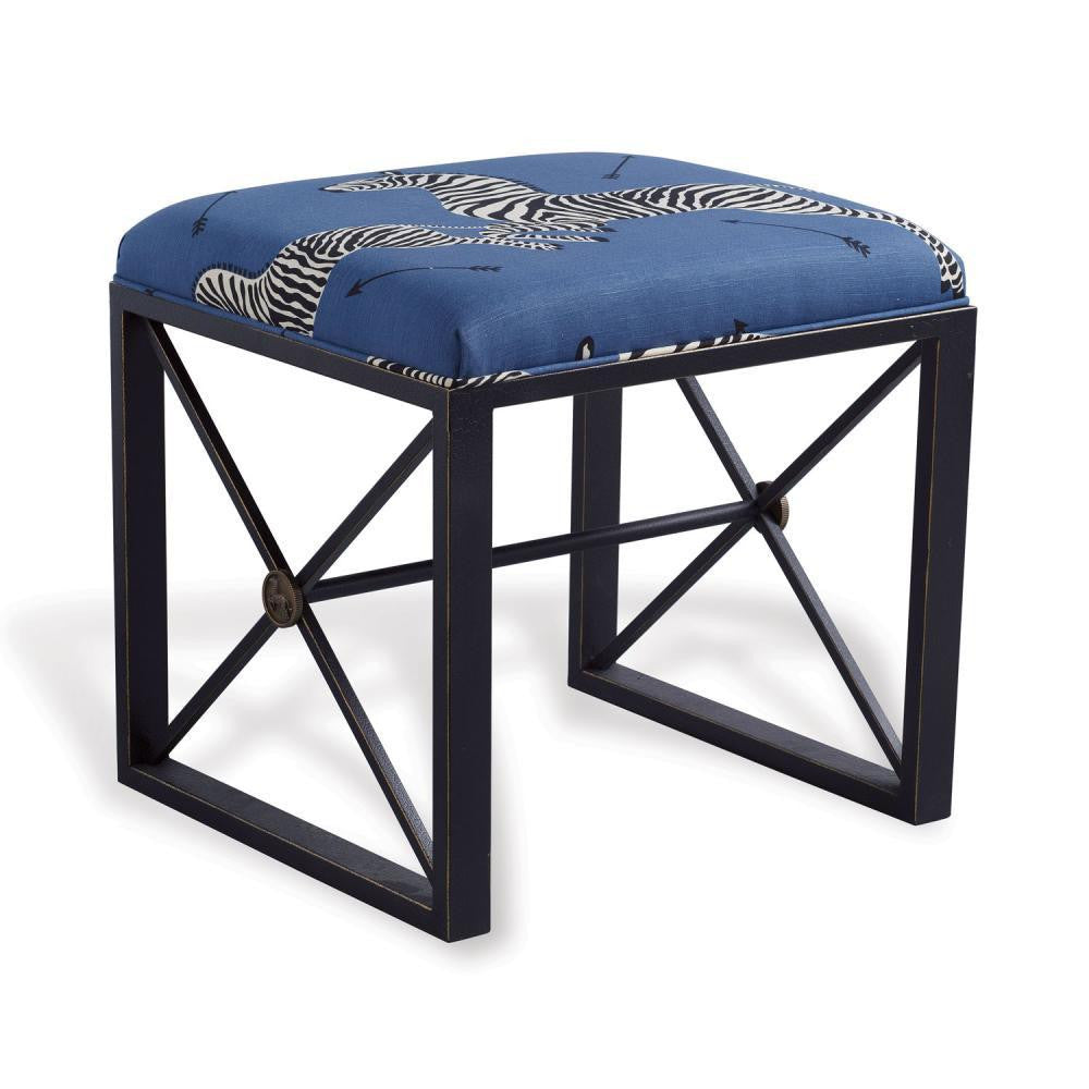 Port 68 Scalamandre Medallion Zebra Bench Denim, Black