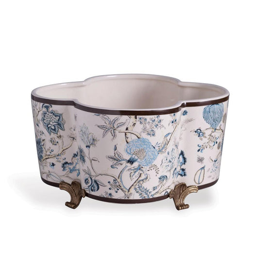 Port 68 Scalamandre Pondicherry Planter Blue, Cream