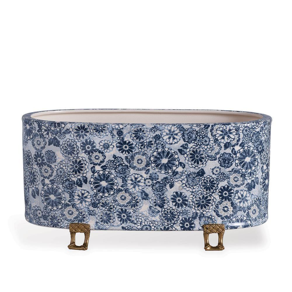 Port 68 Scalamandre Siberian Tiger Planter Blue, White
