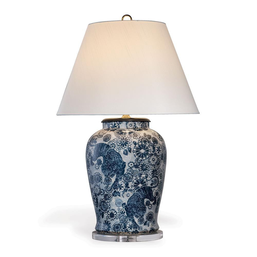 Port 68 Scalamandre Siberian Tiger Table Lamp Blue, White