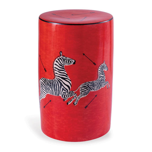 Port 68 Scalamandre Zebra Garden Stool Red