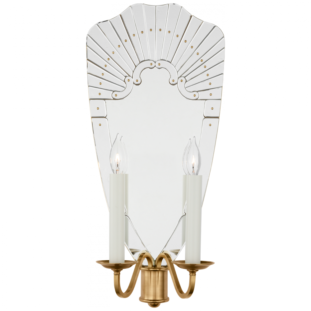 Ralph Lauren Adelaide Extra Large Double Sconce Mirror and Natural Brass
