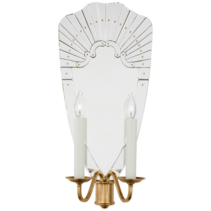 Ralph Lauren Adelaide Extra Large Double Sconce Mirror and Natural Brass