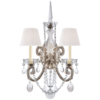 Ralph Lauren Adrianna Double Sconce Antique Silver Leaf