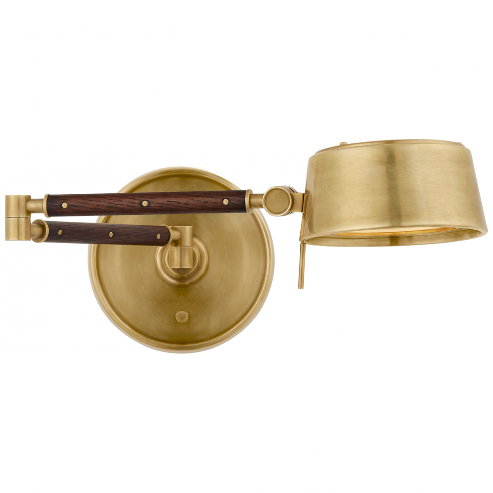 Ralph Lauren Alaster Adjustable LED Wall Sconce Natural Brass and Natural Rift Oak