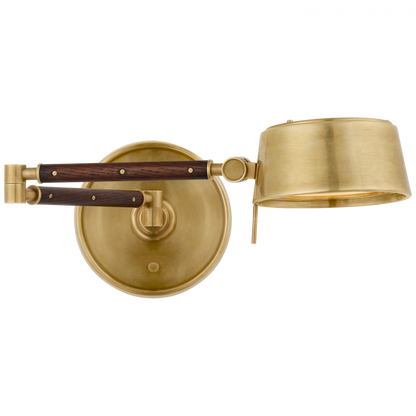 Ralph Lauren Alaster Adjustable LED Wall Sconce Natural Brass and Natural Rift Oak