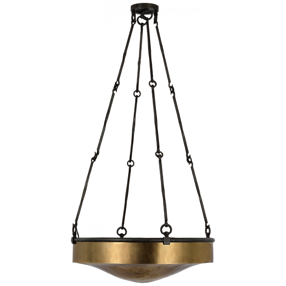Ralph Lauren Ancram Medium Uplight Chandelier Natural Brass and Aged Iron