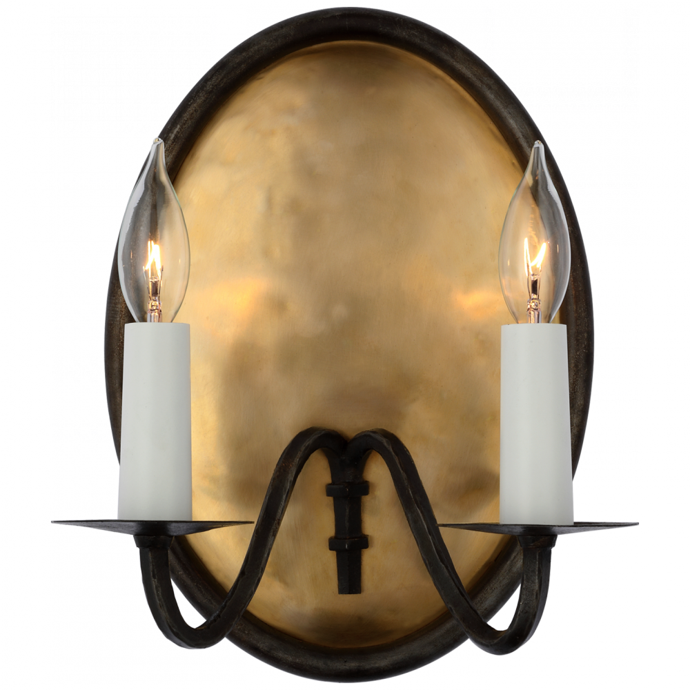 Ralph Lauren Ancram Small Double Sconce Natural Brass and Aged Iron