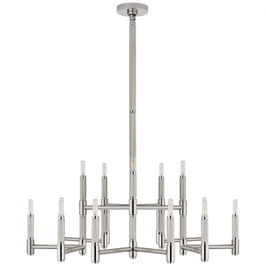 Ralph Lauren Barrett Large Knurled Chandelier Polished Nickel