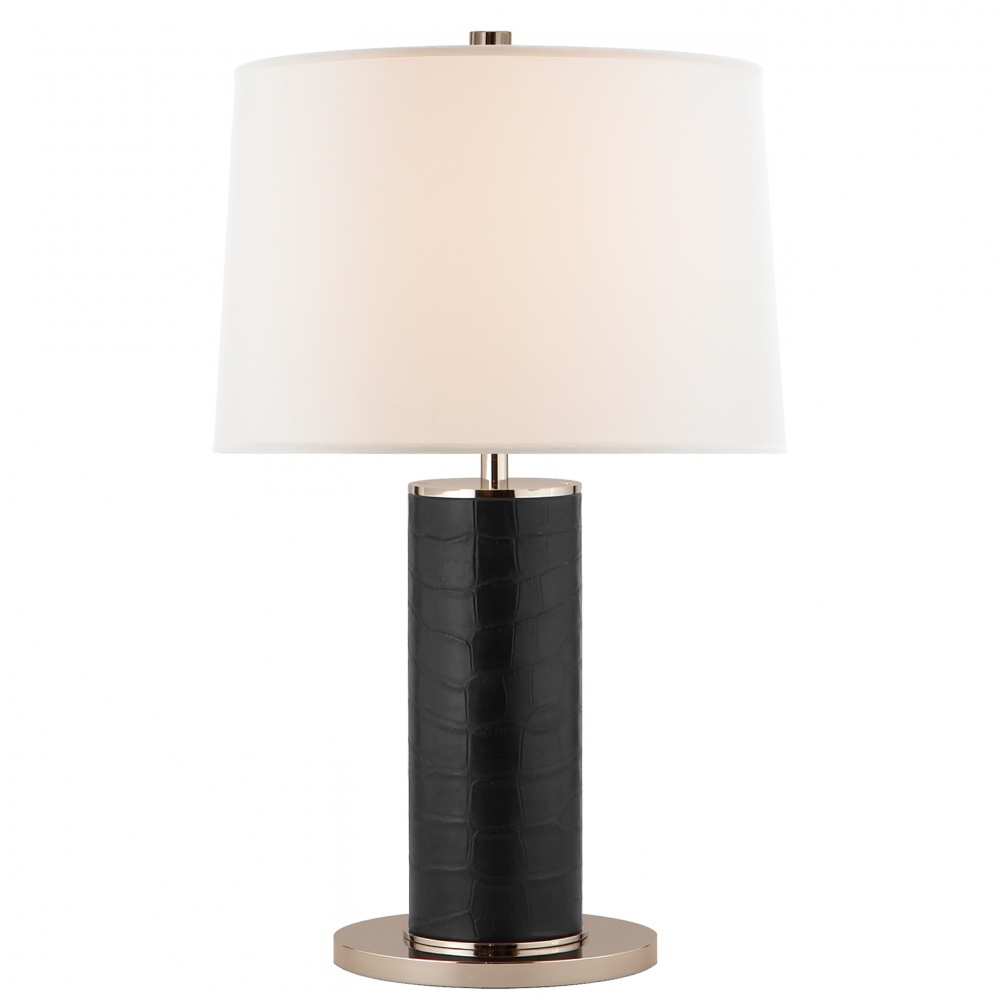 Ralph Lauren Beckford Table Lamp Black Faux Croc with Polished Nickel