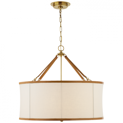 Broomfield Large Hanging Shade Natural Brass Linen