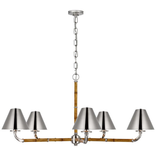 Ralph Lauren Dalfern Large Chandelier Waxed Bamboo and Polished Nickel