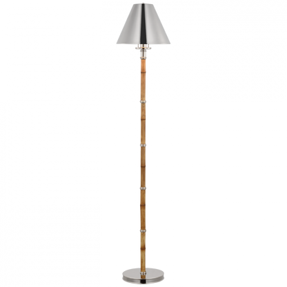 Ralph Lauren Dalfern Petite Reading Floor Lamp Waxed Bamboo and Polished Nickel