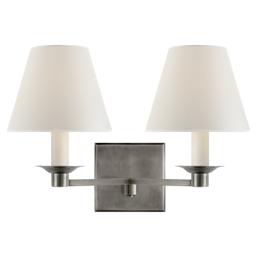 Ralph Lauren Evans Double Arm Sconce Antique Nickel