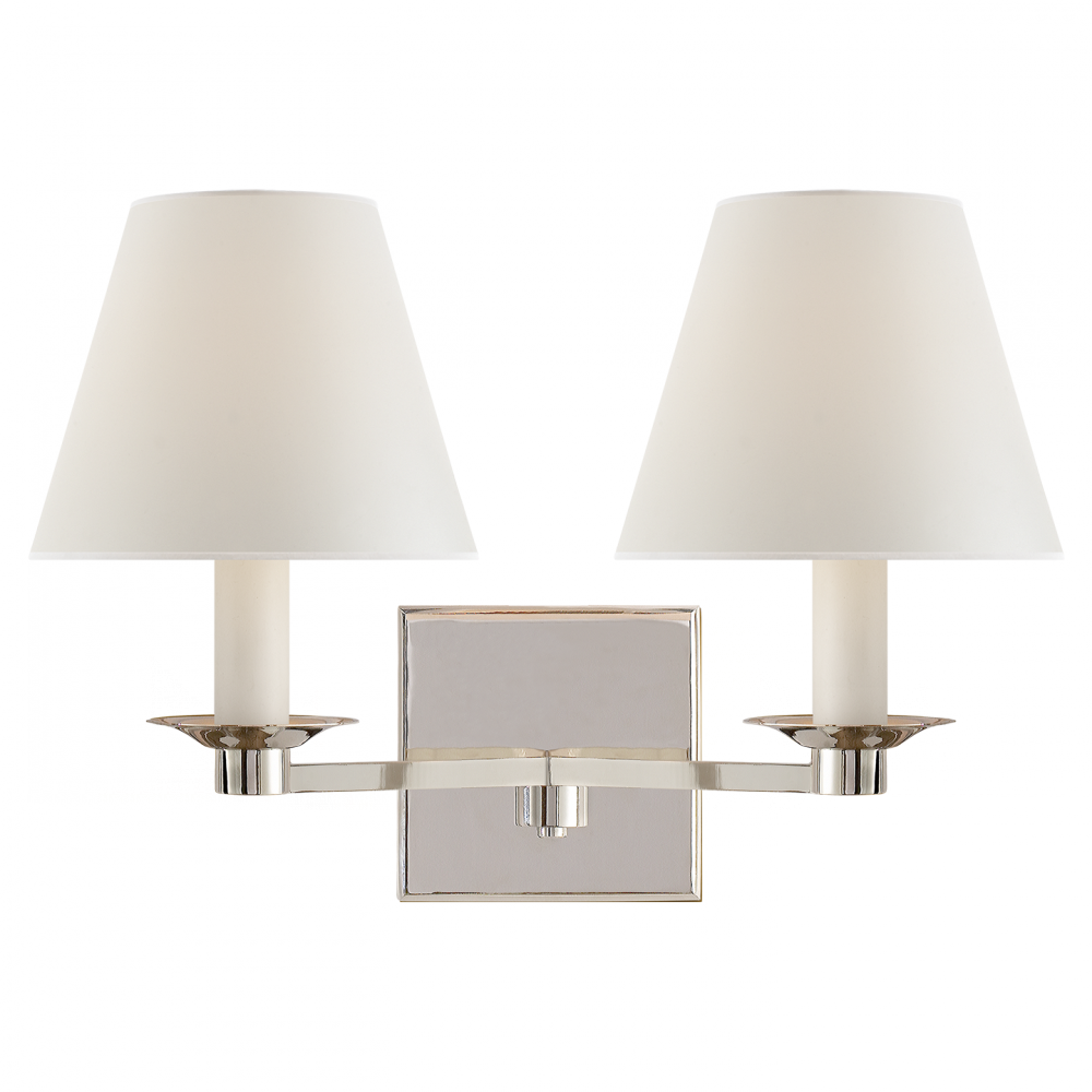 Ralph Lauren Evans Double Arm Sconce - Polished Nickel