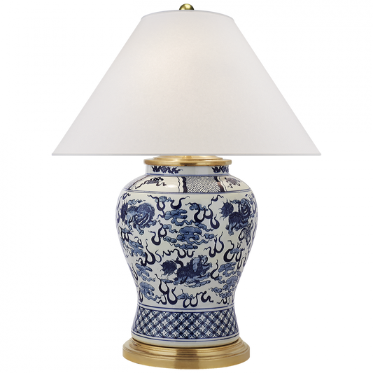 Ralph Lauren Foo Dog Medium Table Lamp Blue and White Porcelain