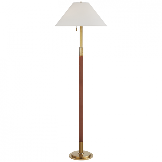 Ralph Lauren Garner Floor Lamp Natural Brass and Saddle Leather